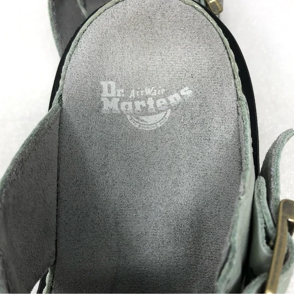 Dr. Martens Sandals Maxxy Buttery Soft Leather Sage Green Slides - Picture 5 of 15